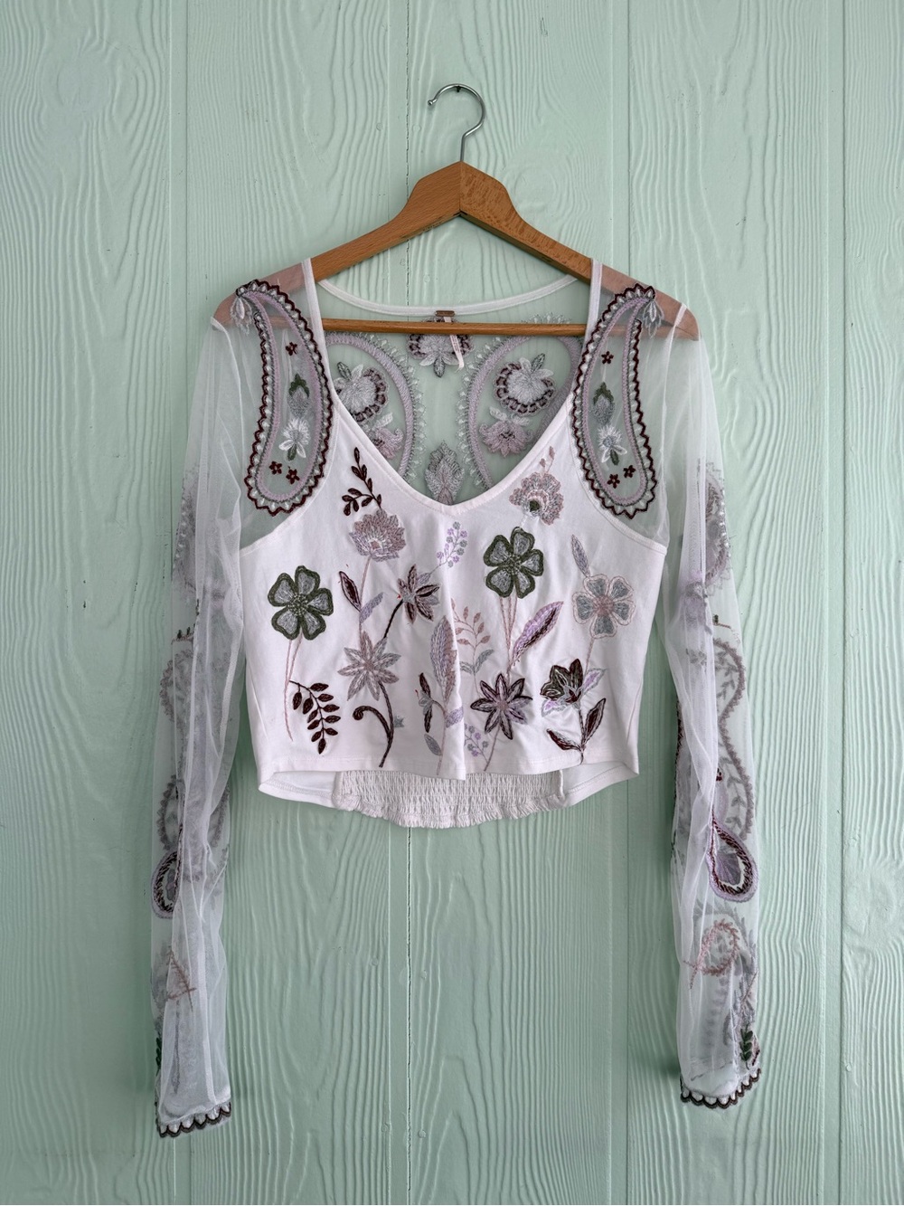 NWOT! Free People Florence Top in Salt, Large.